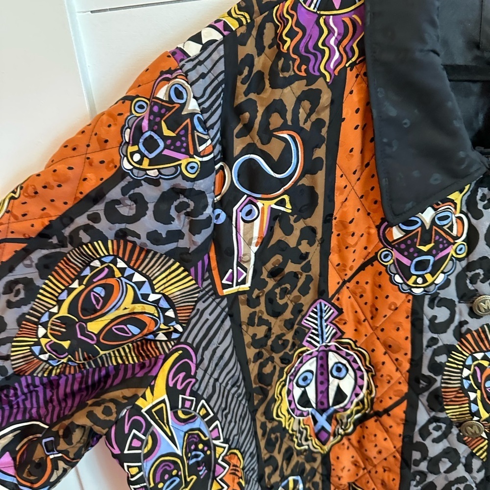NWT BOB MACKEY 3X Silk Aztec colorful woman art 2 wear animal print jacket - Picture 13 of 15